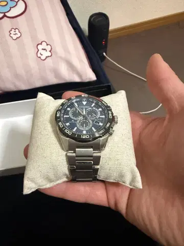 CITIZEN 크로노그래프 손목시계 남성용 블랙