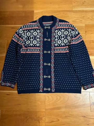 노르딕 무늬 니트 가디건 네이비