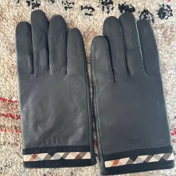 DAKS 가죽 장갑 블랙 체크 무늬