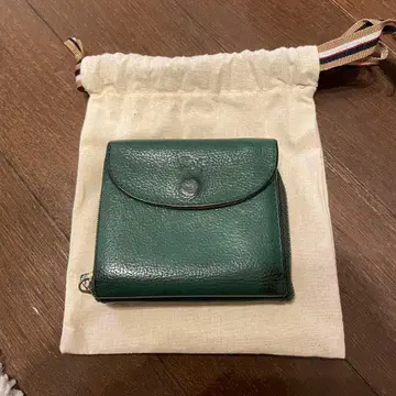 일비종떼 3단 폴더형 미니 지갑 가죽 그린 녹색