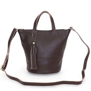 새상품 [COOCO] 슈링크 가죽 버킷형 미니 토트 숄더 소가죽