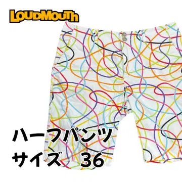 LOUDMOUTH 라우드마우스 하프 팬츠 라인 모양 화이트 사이즈 36