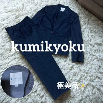 쿠미쿄쿠 여성 수트 자켓&팬츠 셋업 스트라이프 네이비 L 사이즈