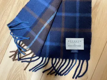 BEGG&CO 체크 무늬 머플러 네이비/브라운
