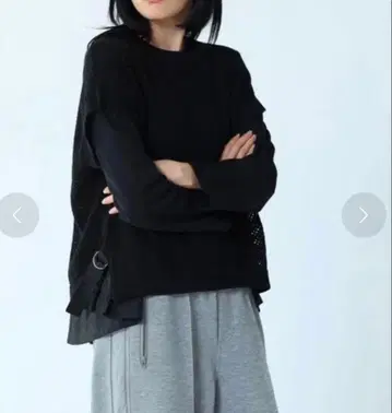 LASUD 메쉬 니트 베스트 레이어드 티셔츠 야마다야