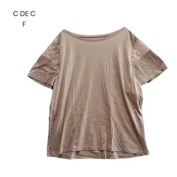 티셔츠 핑크 베이지 레이스 절개 보트넥 반팔 고급 F b006