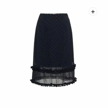 muguet 프릴 장식 시어 도트 스커트 블랙