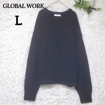 글로벌 워크 니트 복슬복슬 드롭 숄더 루즈핏 L 블랙