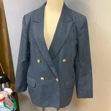 그레이 더블 브레스트 테일러드 자켓 레트로