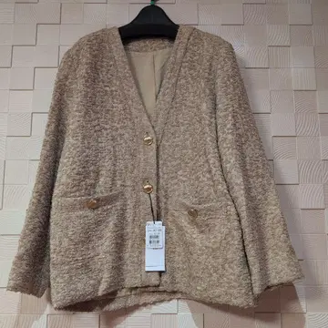 새상품 Vin 프린지 샤기 트위드 자켓 베이지 스콧 클럽 계열