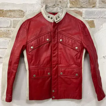 새상품급 천연 가죽 HEIN GERICKE 빨흰 가죽 싱글 라이더 M