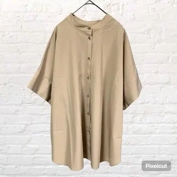 11975 FASHIRU 파실 밴드 카라 셔츠 블라우스 브라운