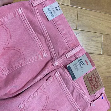 택 포함 새상품 Levi's 501 오리지널 핑크 데님 cm66/76
