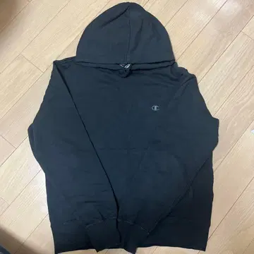 Champion 블랙 후드 부착 후드티 M 사이즈
