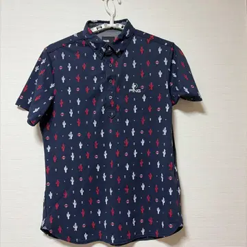 PING 캑터스 패턴 네이비 셔츠 LL