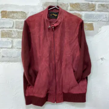 천연 가죽 레어 빈티지 빨간색 스웨이드 니트 점퍼 L~XL 정도