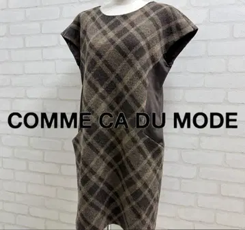 새상품급 COMME CA DU MODE 체크 무늬 반팔 원피스 일본제