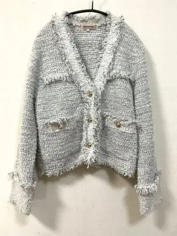 새상품 미사용 아푸와이저 리셰 라메 트위드 니트 자켓 라이트 그레이