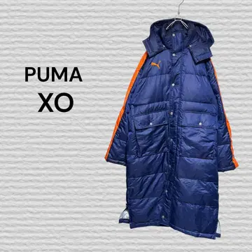 [ PUMA ] 롱 다운 코트 벤치 코트 네이비 오렌지 XO