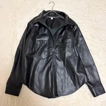 H&M 인조 가죽 셔츠 가죽 자켓 블랙 블랙