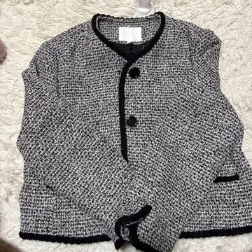 H&M 노카라 자켓 M 블랙 화이트