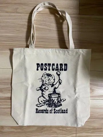 엽서 라벨 드럼 고양이 토트백