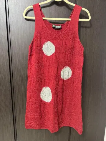 M.&KYOKO 니트 슬리브리스 튜닉 레드 와인색 루즈핏