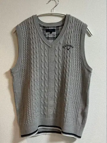캘러웨이 케이블 니트 V넥 베스트 M 그레이