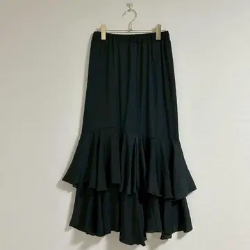 [ LEPSIM ] 블랙 플레어 롱 스커트