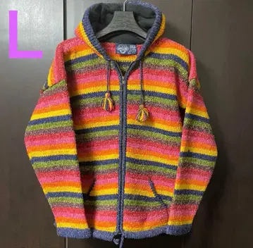 ARTESANIA 알테사니아 보더 니트 후드티 에콰도르제 핸드 니트 L