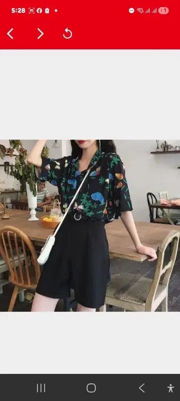 보타니컬 프린트 반팔 셔츠 프리 사이즈