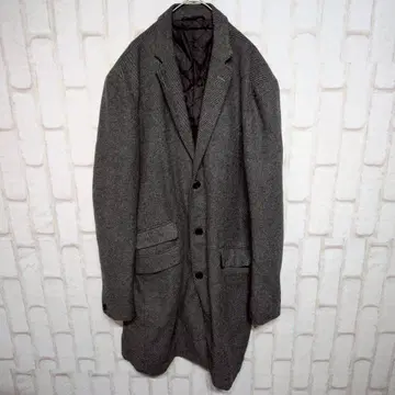 고품질 체스터 코트 헤링본 롱 기장 두꺼운 원단 XL 다크 그레이