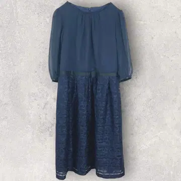 포멀 원피스 M 드레스 절개 디자인 쉬폰 꽃무늬 크롭 소매