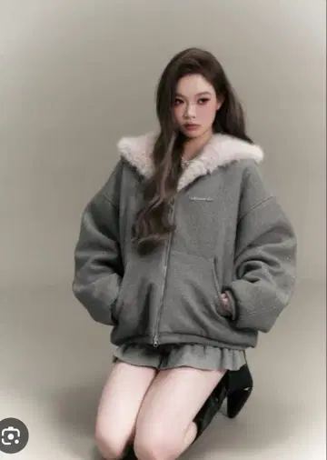 Kirakira 2way fur zip up beige