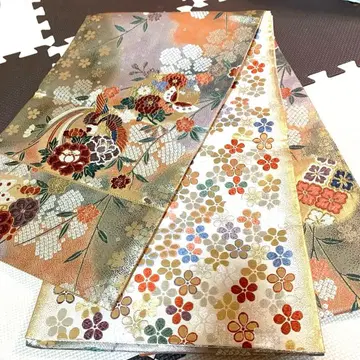 럭셔리 꽃무늬 후쿠로 오비 금실 사용 후리소데 성인식