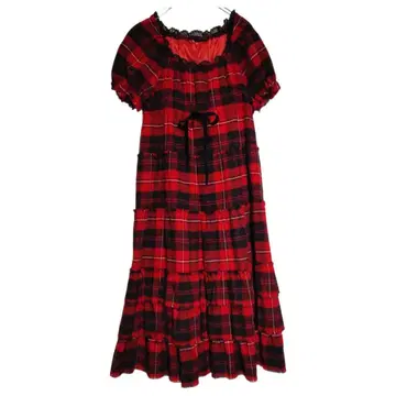 PINK HOUSE 타탄 체크 롱 원피스