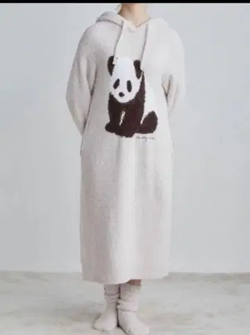 젤라또피케 팬더 자카드 후드 드레스 베이지