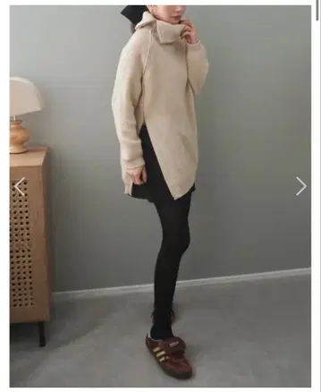 laulen 터틀넥 더블 집 니트 탑