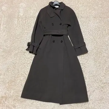 셀포드 더블 브레스트 울 혼방 롱 트렌치코트 그레이지