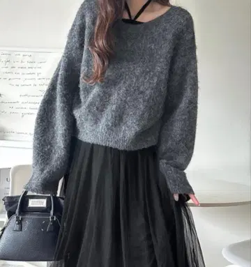 클래식 엘프 니트 x 튤 원피스 세트 M 사이즈