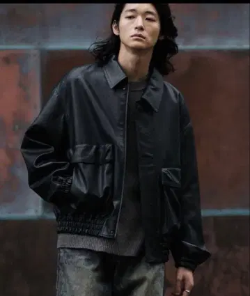 WYWM LIDNM 가죽 자켓 숏 블루종