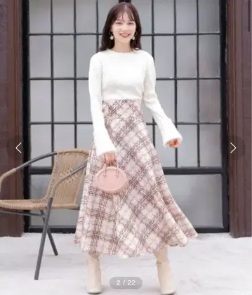 WILLSELECTION 믹스 트위드 스커트 핑크