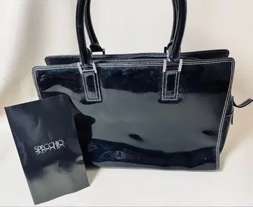 [미사용 택 포함] SPECCHIO 블랙 에나멜 핸드백