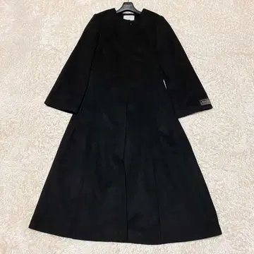 셀포드 캐시미어 울 노카라 롱 코트 블랙