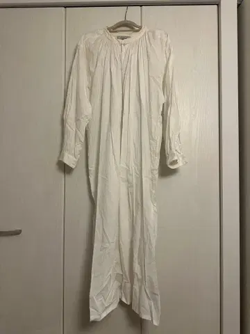 야에카 코튼 긴팔 셔츠 원피스 화이트