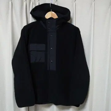 GU 엔지니어드 가먼츠 보아 플리스 스냅 후드티 L 09 BLACK