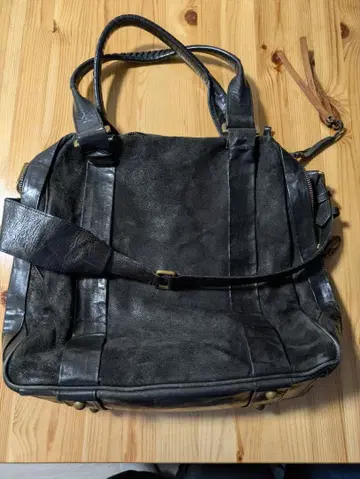 다크 그레이 스웨이드 가죽 토트백