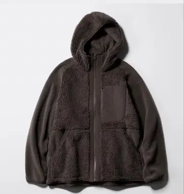 유니클로 White Mountaineering 플리스 후드티 브라운 L