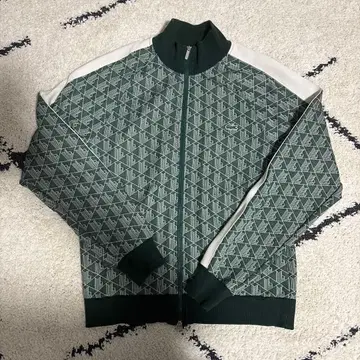 Lacoste 기하학 패턴 트랙 자켓 그린