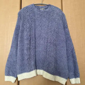 택 포함 새상품 사만사 모스모스 라벤더 면 모올 케이블 무늬 풀오버